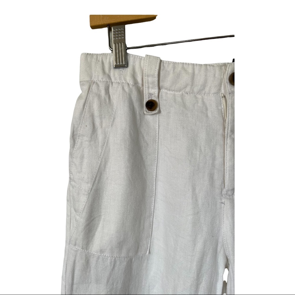 J crew  womens Linen hayden kickout crop pants white size 2 - Picture 2 of 10